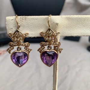 14k gold earrings pearls purple stone